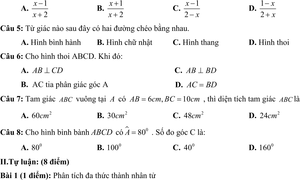Đề thi HK 1_THCS Lĩnh Nam năm học 2017 - 2018
